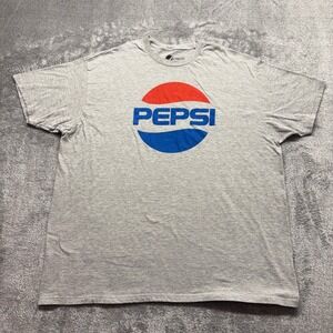 Pepsi Graphic T-Shirt Mens 2XL Gray Excellent Short Sleeve Logo Tee
